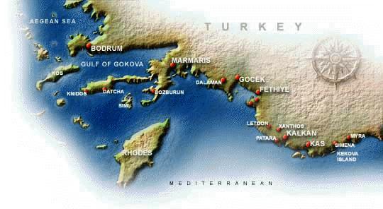 Map Turkish Coast Courtesy of Vela Dare